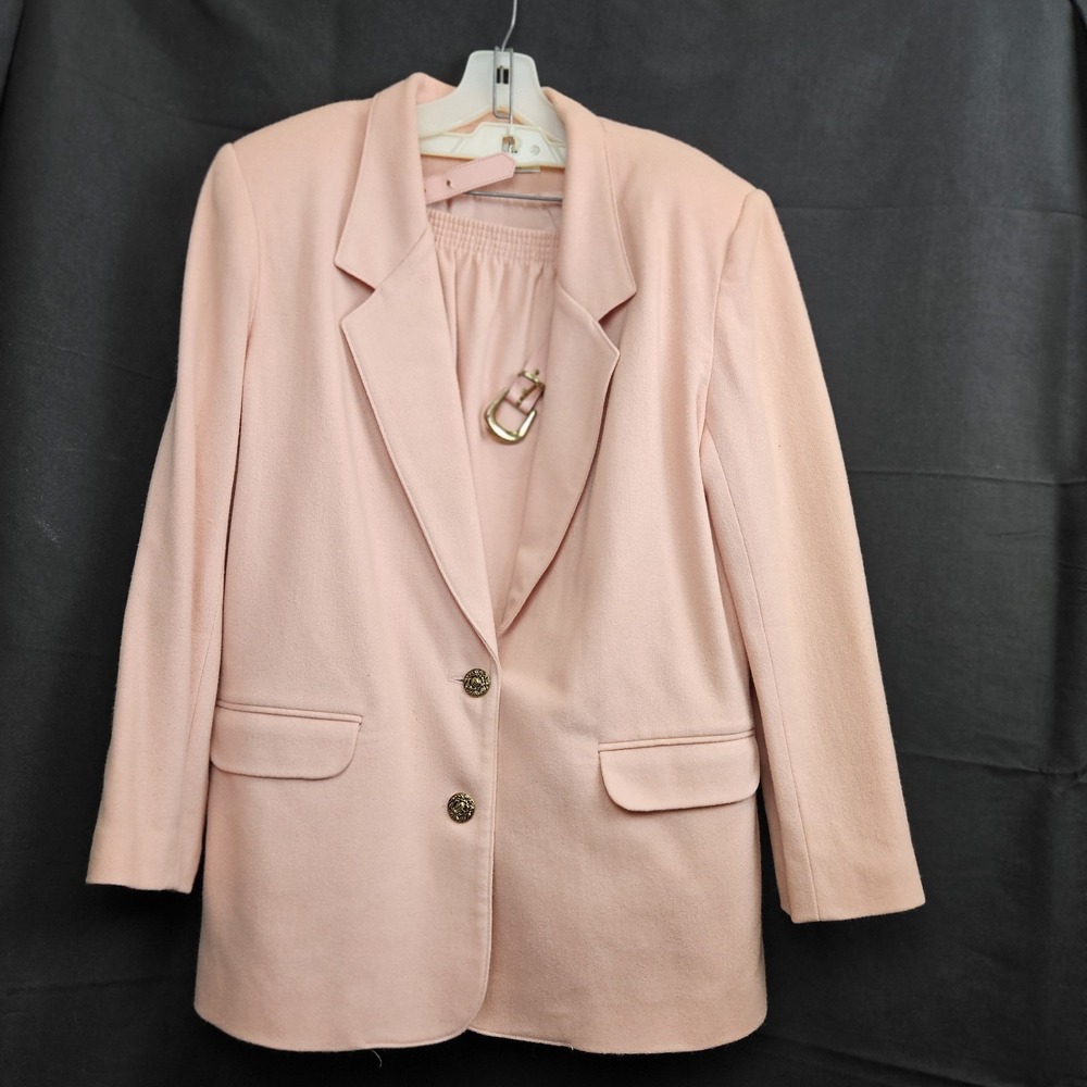 Alfred Dunner Pink Squirt‎ Suit size 14 With Belt Front 2 pocket VTG
